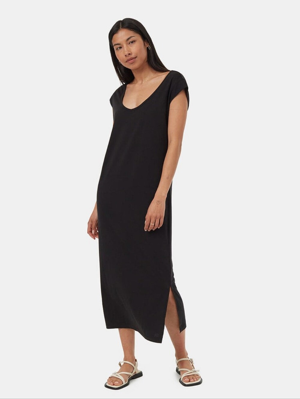 New With Tags Size Small Tentree Treeblend Black Relaxed Fit V-neck Midi Dress